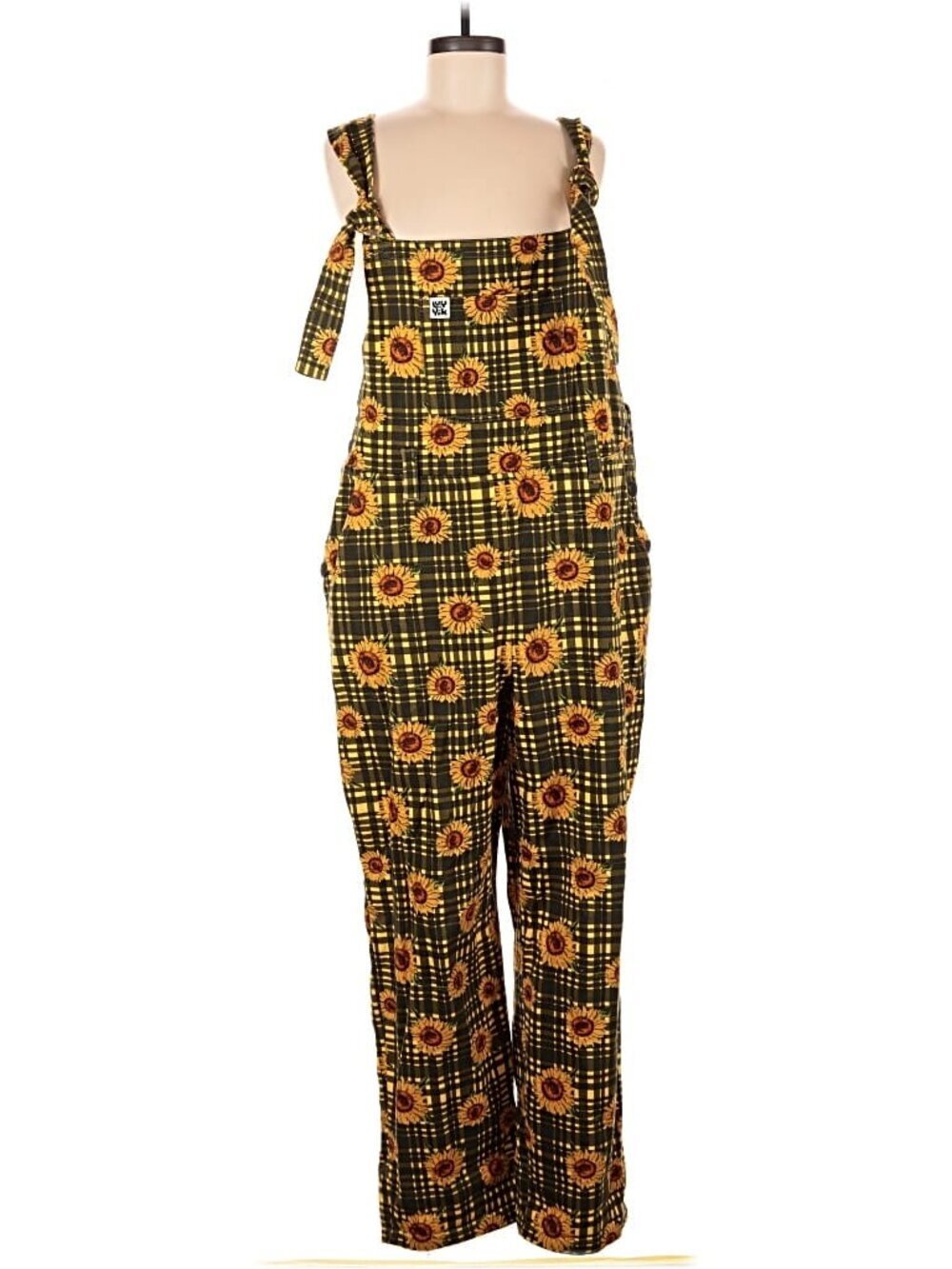 Lucy & Yak Easton Dungarees Green Sunday Sunflowers Print UK 16 NWT - Picture 4 of 7